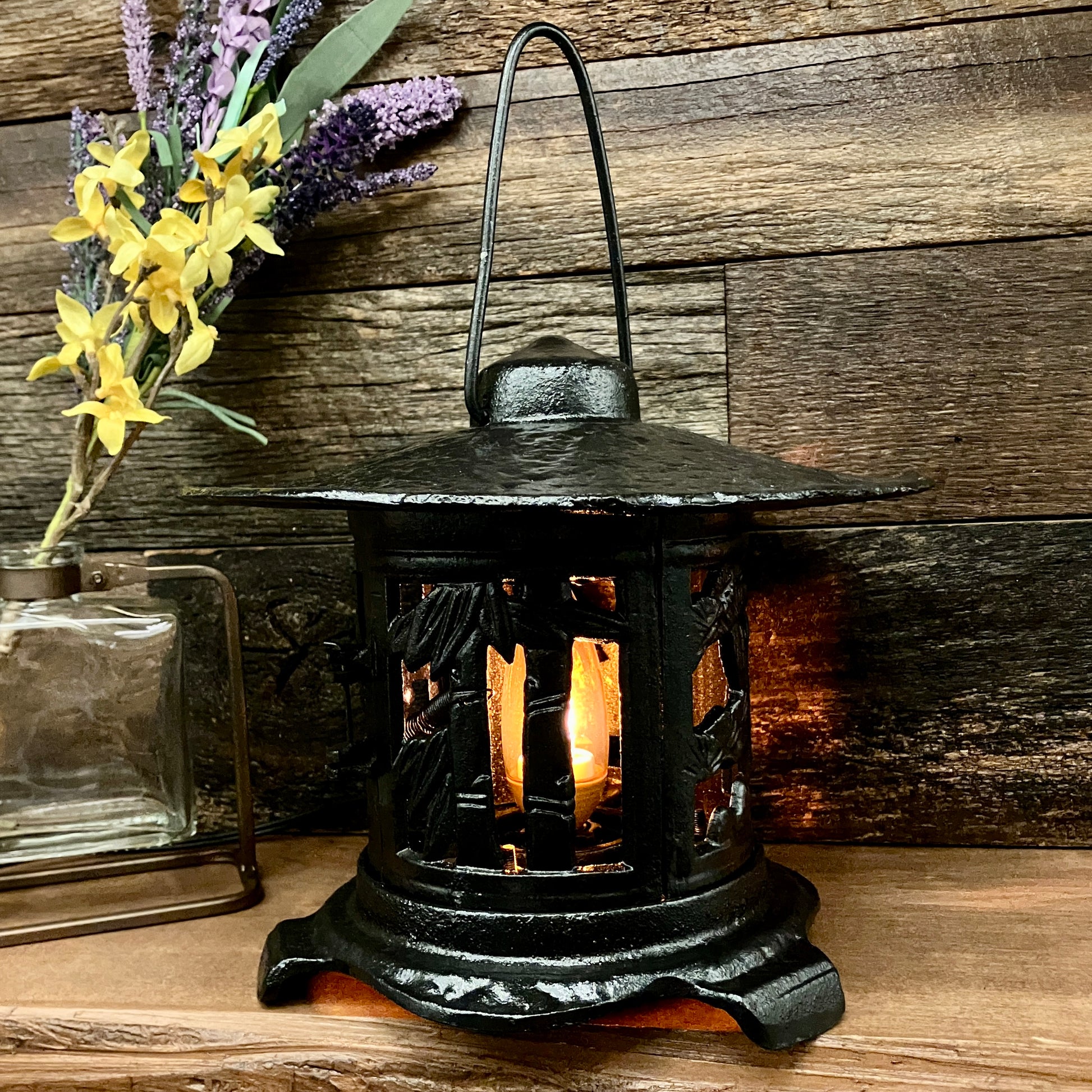flicker flame cast iron lantern