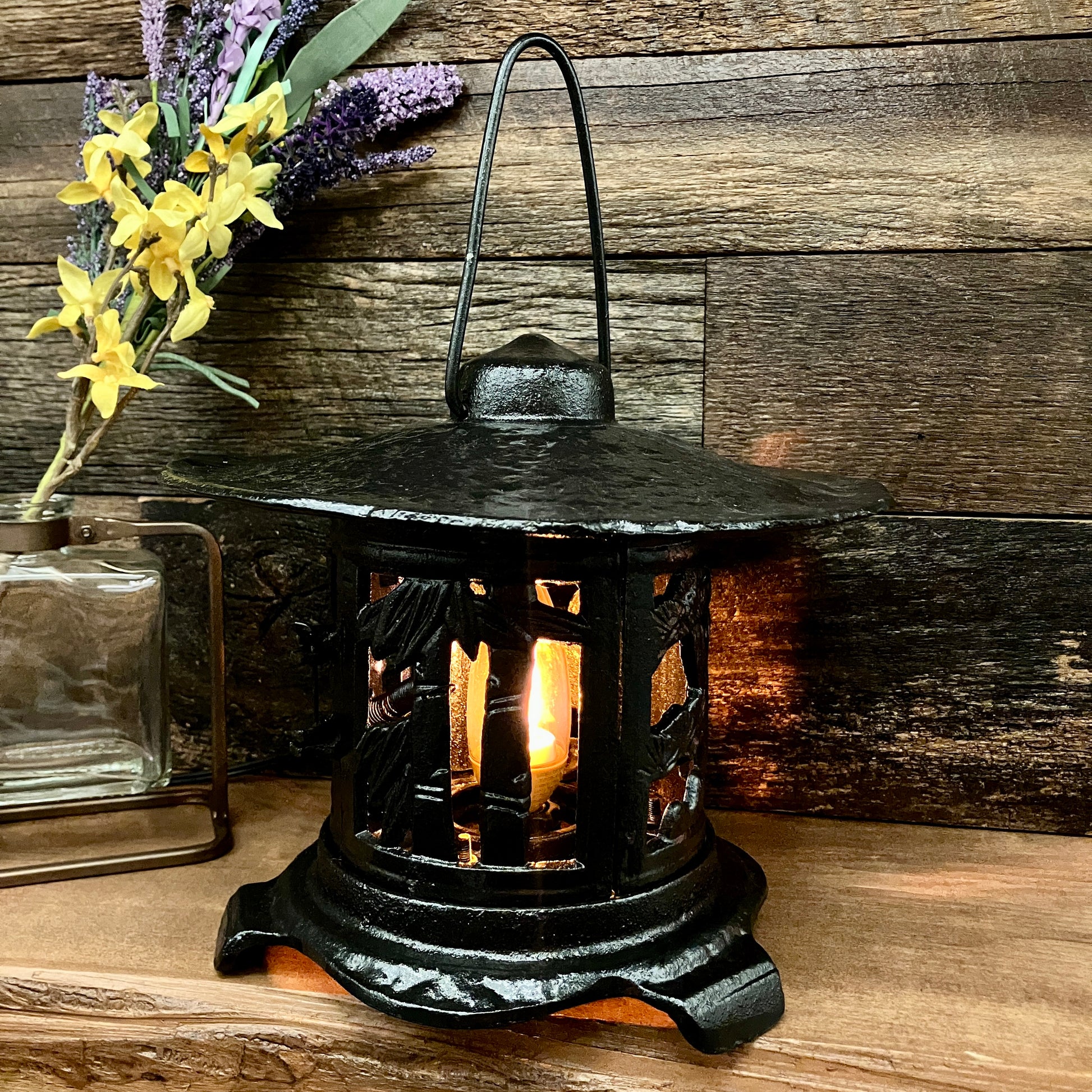 flicker flame cast iron lantern