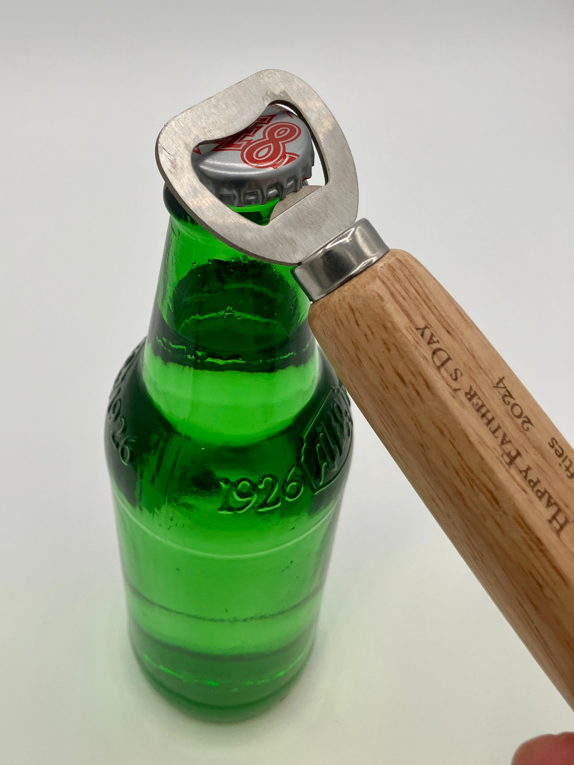 Personalized Wood Handle Stainless Steel Bottle Opener - The Contraptory