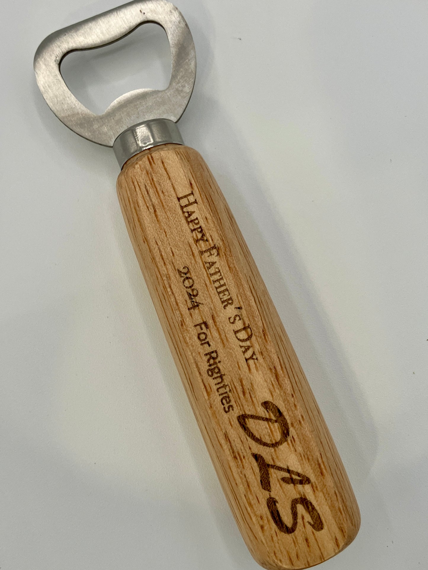 Personalized Wood Handle Stainless Steel Bottle Opener - The Contraptory