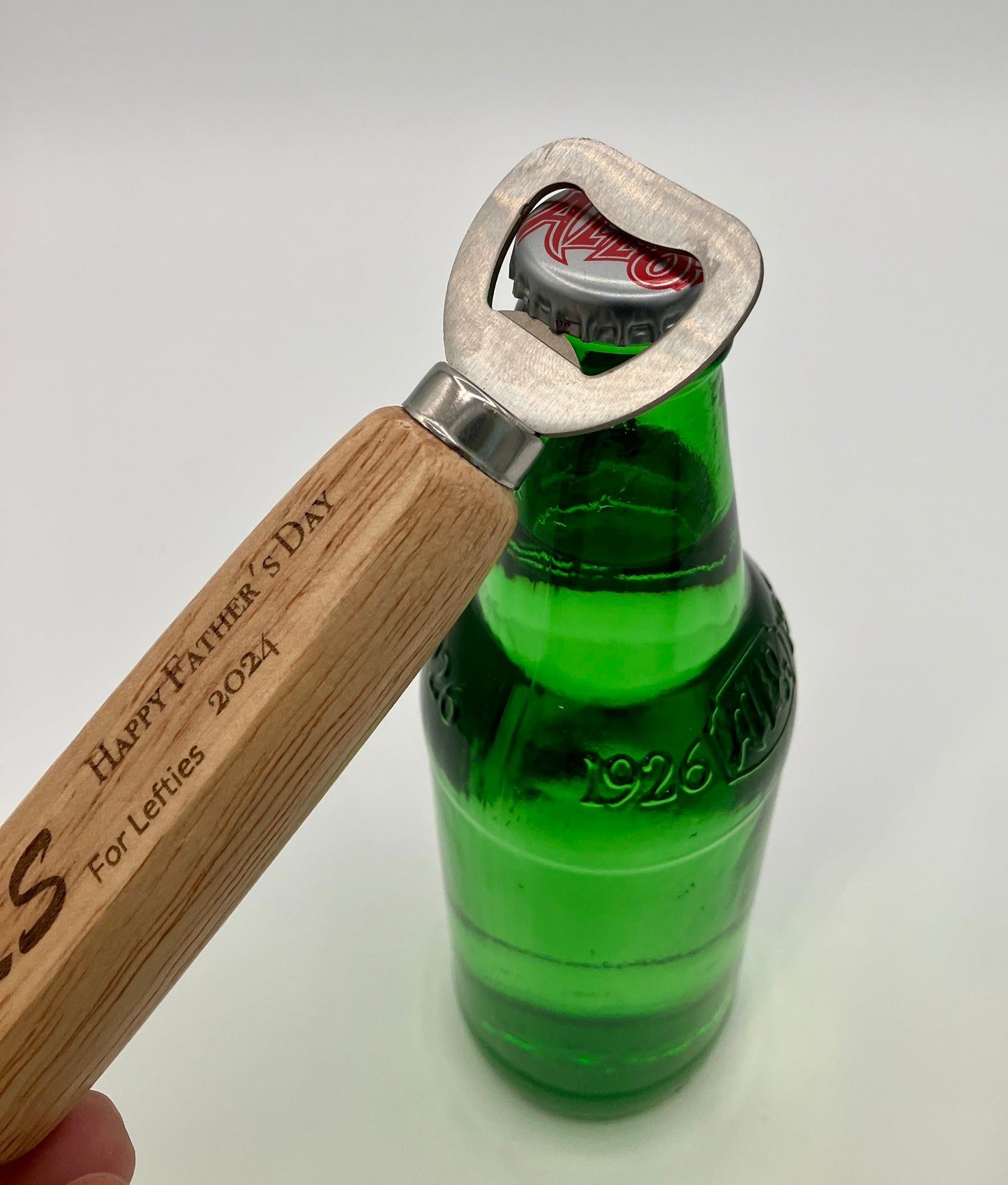 Personalized Wood Handle Stainless Steel Bottle Opener - The Contraptory