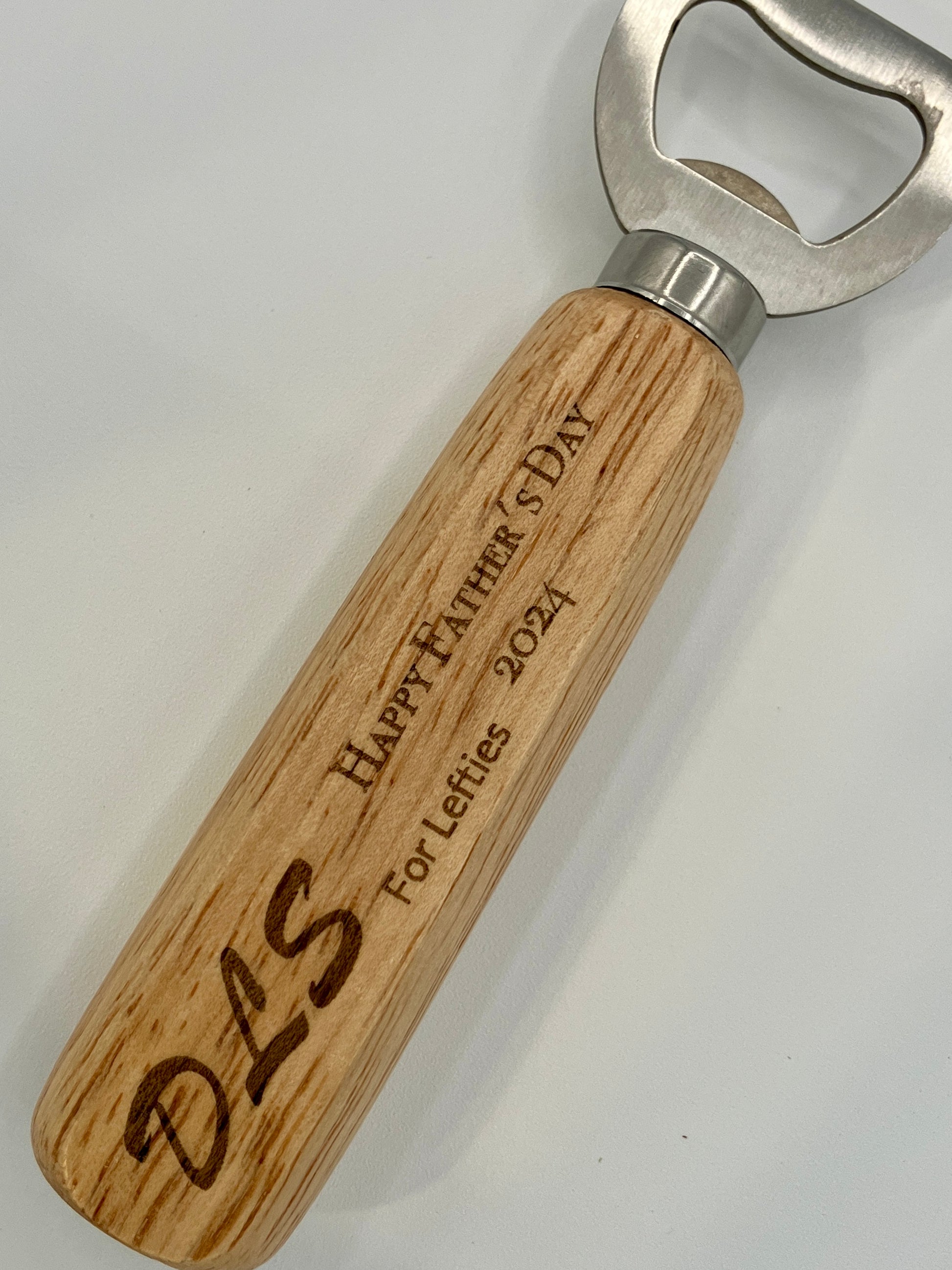 Personalized Wood Handle Stainless Steel Bottle Opener - The Contraptory