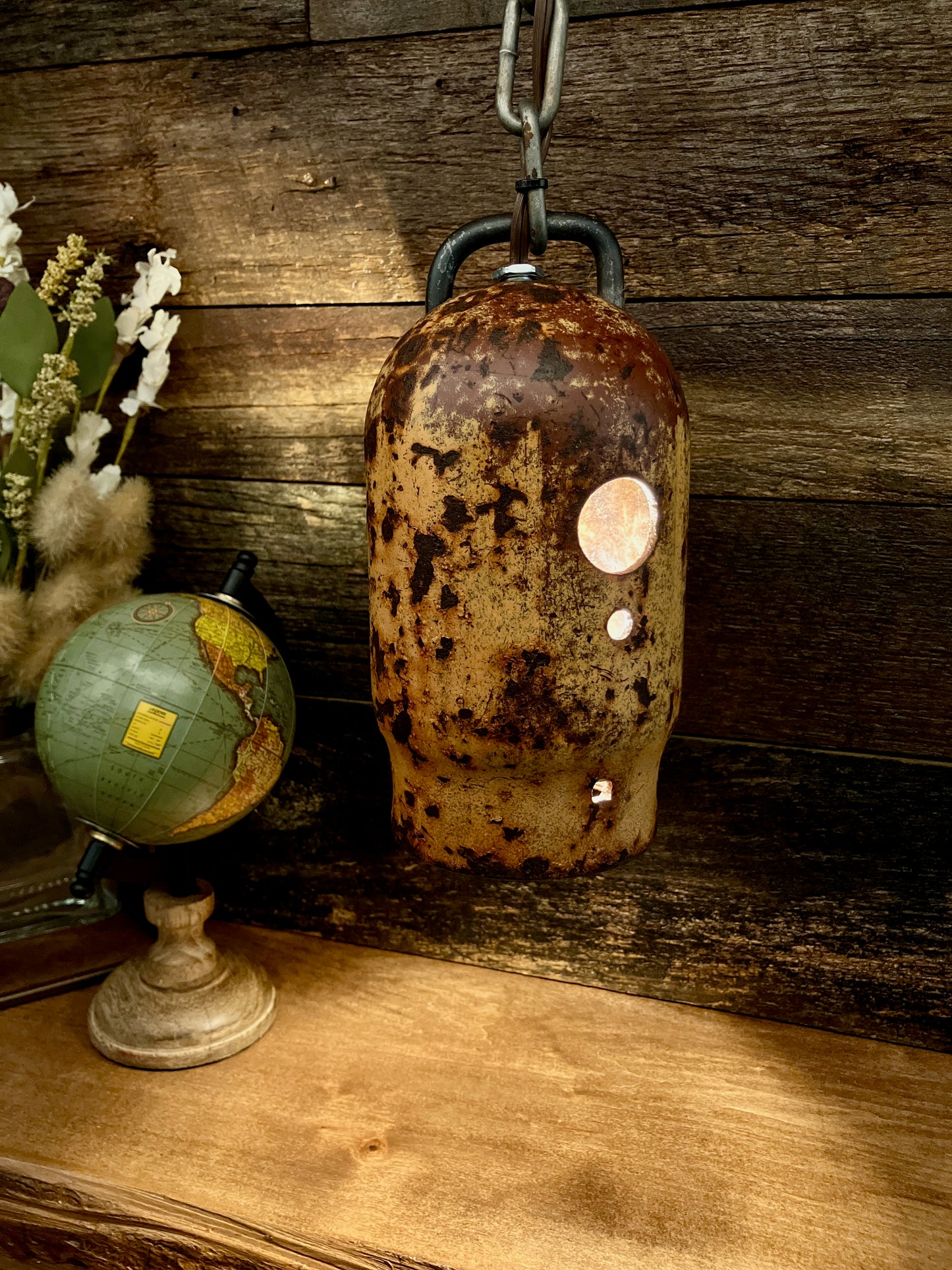 Rustic Industrial Gas Cylinder Cover Pendant Luminary