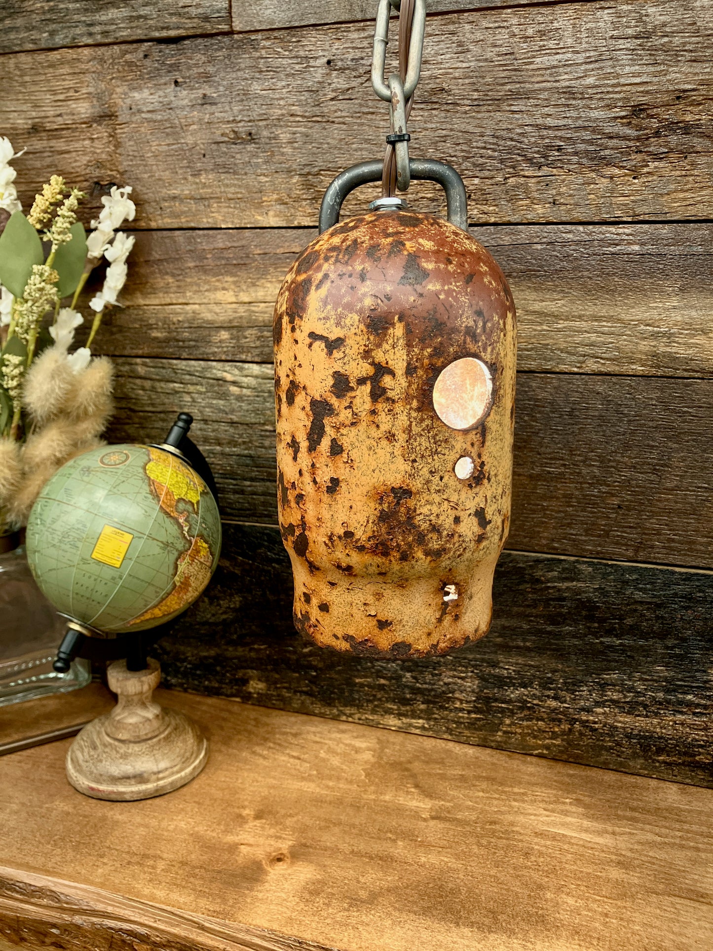 Rustic Industrial Gas Cylinder Cover Pendant Luminary