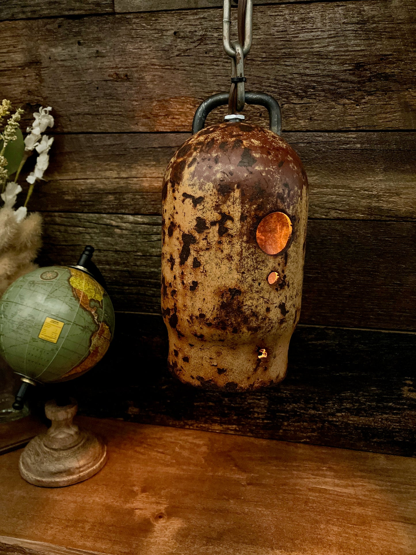 Rustic Industrial Gas Cylinder Cover Pendant Luminary